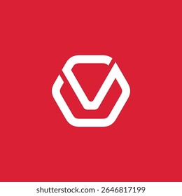 Plantilla de Vector de diseño de logotipo de letra V hexagonal