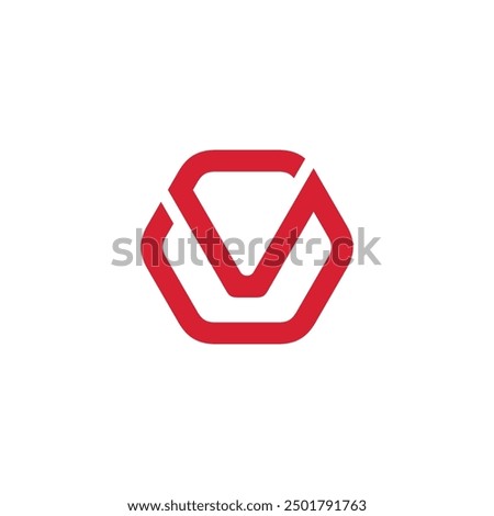 Hexagon Letter V logo design vector template