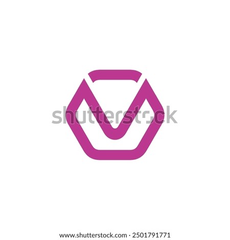 Hexagon Letter V logo design vector template