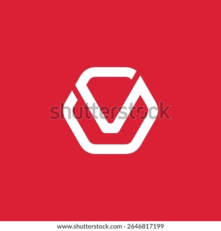Hexagon Letter V logo design vector template