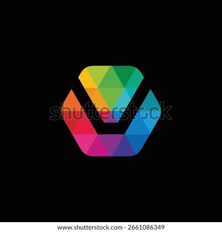 Hexagon Letter V Logo Design Vector Template