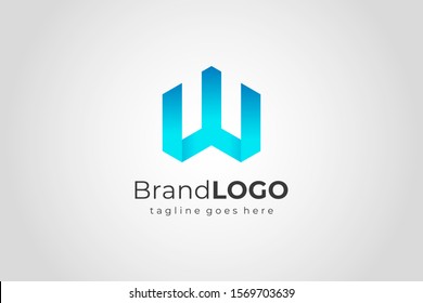 Hexagon Letter W Construction Architecture Building Logo. Flat Vector Logo Design Template Element