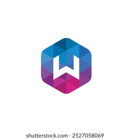 Hexagon Letter W Logo design vector template