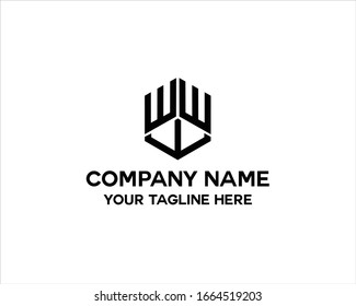 hexagon letter w logo vector