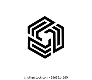 vector del logotipo de letra hexagonal W