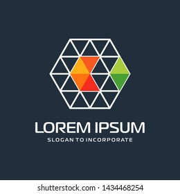 Hexagon letters B digital logo. abstract icon.  construction concept - vector