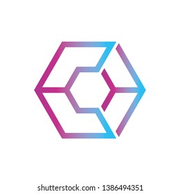 hexagon with letters C and H - logo - vector - template - illustration