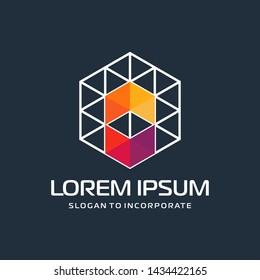 Hexagon letters A digital logo. abstract icon.  construction concept - vector