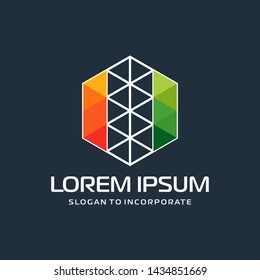 Hexagon letters i digital logo. abstract icon. construction concept - vector