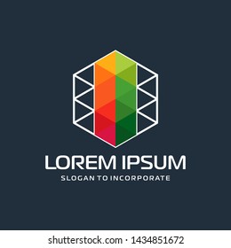 Hexagon letters i digital logo. abstract icon. construction concept - vector