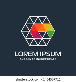 Hexagon letters G digital logo. abstract icon.  construction concept - vector