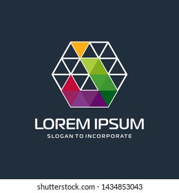 Hexagon letters J digital logo. abstract icon. construction concept - vector