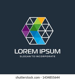 Hexagon letters K digital logo. abstract icon. construction concept - vector