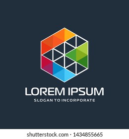 Hexagon letters K digital logo. abstract icon. construction concept - vector