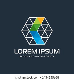 Hexagon letters K digital logo. abstract icon. construction concept - vector