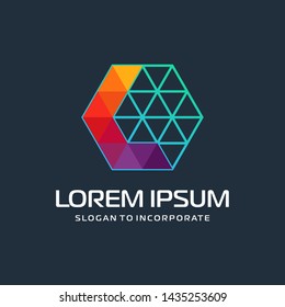 Hexagon letters L digital logo. abstract icon. construction concept - vector