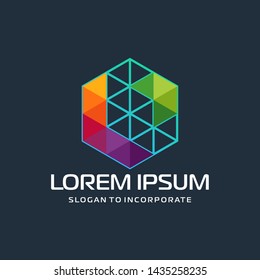 Hexagon letters L digital logo. abstract icon. construction concept - vector