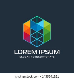 Hexagon letters M digital logo. abstract icon. construction concept - vector