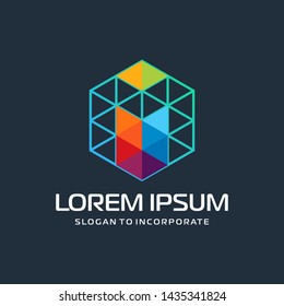 Hexagon letters M digital logo. abstract icon. construction concept - vector