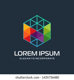 Hexagon letters N digital logo. abstract icon. construction concept - vector