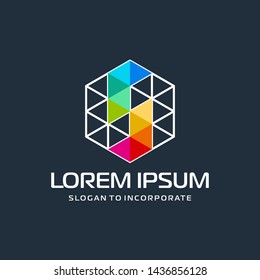 Hexagon letters S digital logo. abstract icon. construction concept - vector