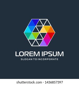 Hexagon letters S digital logo. abstract icon. construction concept - vector