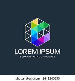 Hexagon letters T digital logo. abstract icon. construction concept - vector