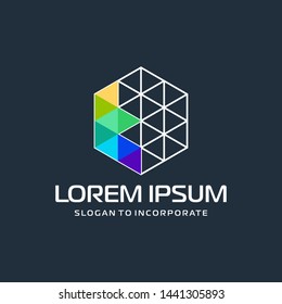 Hexagon letters T digital logo. abstract icon. construction concept - vector
