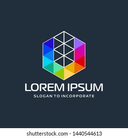 Hexagon letters V digital logo. abstract icon. construction concept - vector