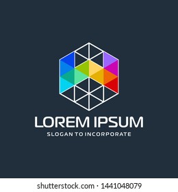 Hexagon letters W digital logo. abstract icon. construction concept - vector