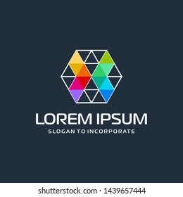 Hexagon letters X digital logo. abstract icon. construction concept - vector