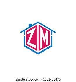 hexagon letters zm architecture logo, icon, symbol