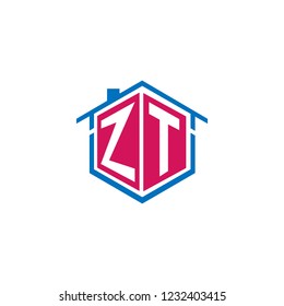 hexagon letters zt architecture logo, icon, symbol