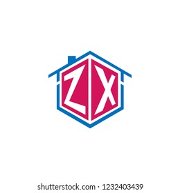 hexagon letters zx architecture logo, icon, symbol