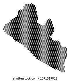 Hexagon Liberia map. Vector geographic scheme on a white background. Abstract Liberia map composition is created of honeycomb spots.
