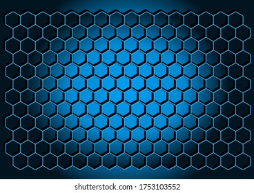 Hexagon light blue background.Wallpaper honey comb pattern abstract technology.