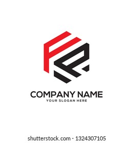 hexagon line of FP letter name logo vector,It is good for your business company, corporate