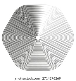 Sechseck-Linienform. Geometrische Radialfigur. Abstraktes Kurvendesign. Minimale Vektorgrafik. EPS 10.
