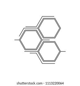 Hexagon line vector, polygonal, geometric. Isolate on white background.

