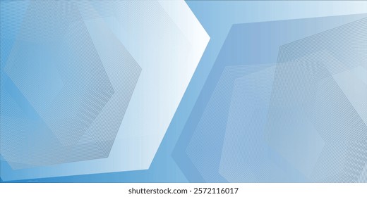 hexagon lines on blue and white background. Geometric is suitable for abstract backgrounds for creating slides and book covers