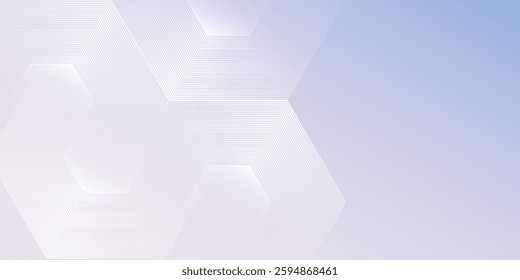 Hexagon lines on light mesh blue an pink background. Geometric stripe line art design for poster, brochure, cover, website, header, web banner, presentation illustration abstract modern