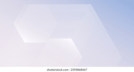 Hexagon lines on light mesh blue an pink background. Geometric stripe line art design for poster, brochure, cover, website, header, web banner, presentation illustration abstract