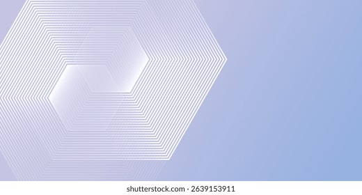 Hexagon lines on light mesh blue an pink background. Geometric stripe line art design for poster, brochure, cover, website, header, web banner, presentation simple