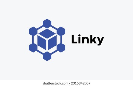 Hexagon link logo concept symbol of connection and cooperation teamwork