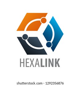 Hexagon Link technology logo concept design. Symbol graphic template element vector