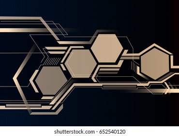 Hexagon with the linked line technology vector background