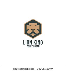 Hexagon Lion King Logo Vector illustration