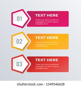 Hexagon List infographic template design. Business concept infograph with 3 options, steps or processes. Vector visualization can be used for workflow layout, diagram, annual report, web