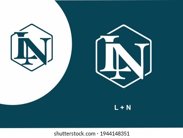 Hexagon LN initial letter design