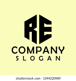 re hexagon logo abstract colour
